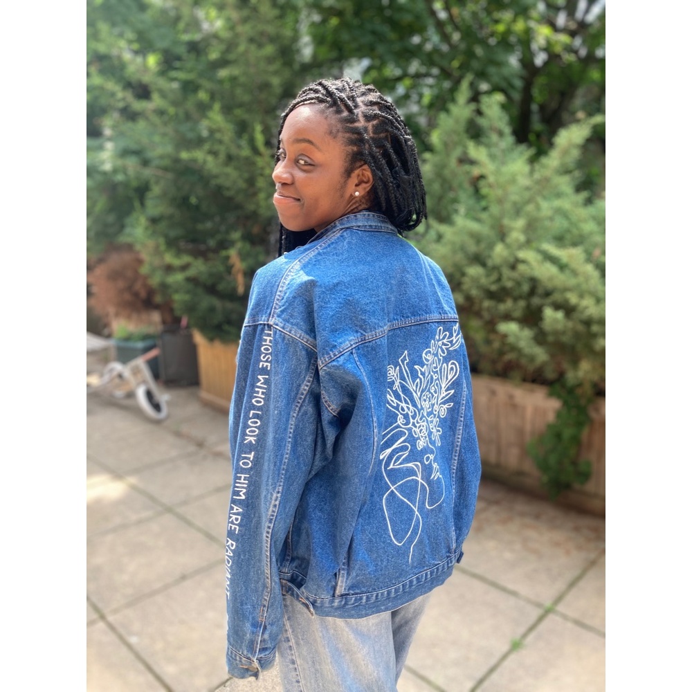 Custom painted oversized denim jacket